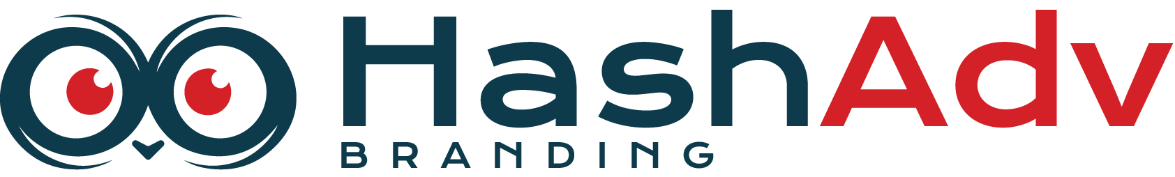 HashAdv Branding logo featuring owl eyes and bold text representing creative branding solutions in India.