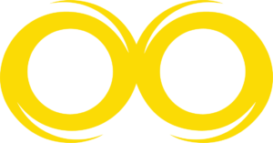 Yellow owl icon from HashAdv Branding with white eyes on a transparent background.