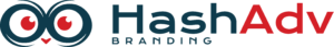 HashAdv Branding logo featuring an owl icon with a red heart nose and bold red "Adv" text.