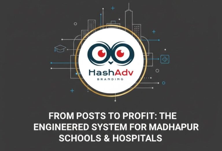 HashAdv Branding growth partner for schools and healthcare brands in Hyderabad, from posts to profit engineered system for Madhapur schools and hospitals blog thumbnail.