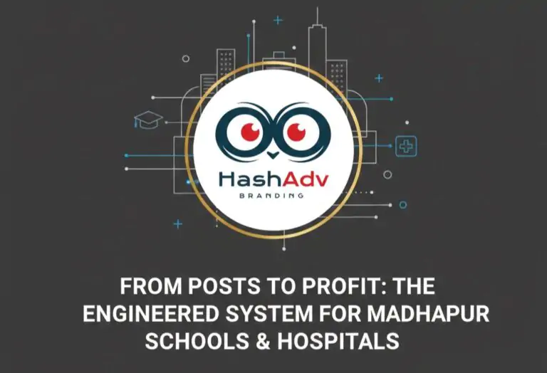 HashAdv Branding growth partner for schools and healthcare brands in Hyderabad, from posts to profit engineered system for Madhapur schools and hospitals blog thumbnail.