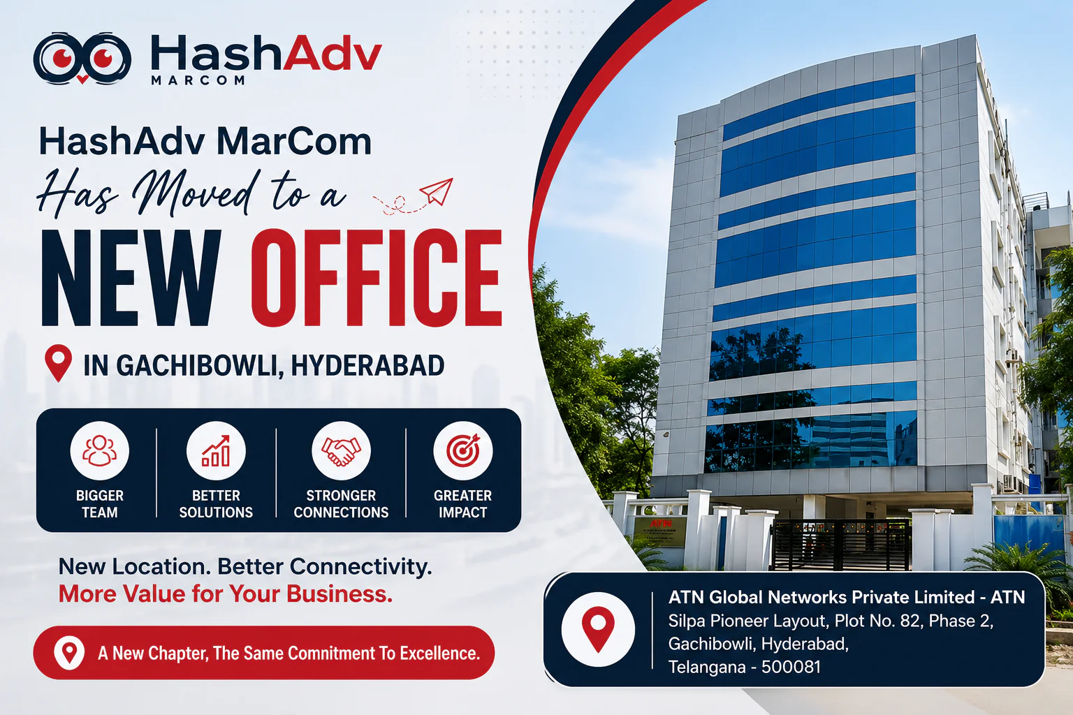 HashAdv MarCom Has Moved to a New Office in Gachibowli, Hyderabad